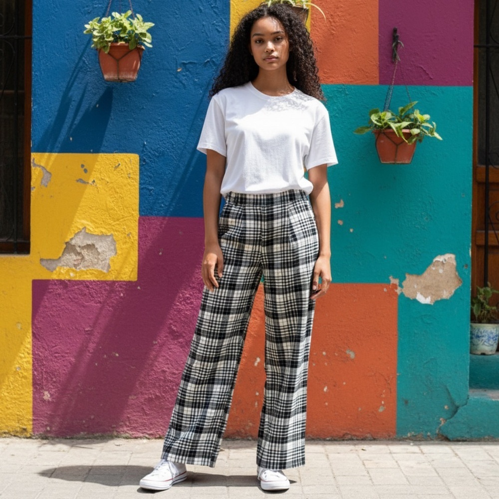 Nasty Gal plaid soft pants 8